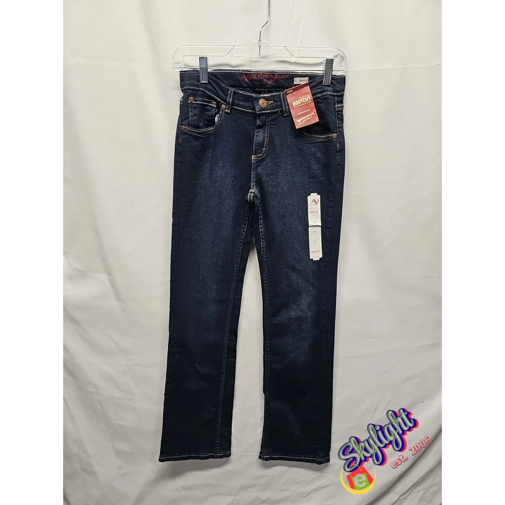 Arizona Girls Blue Adjustable Waist Boot Cut Denim Jeans Size 14 Reg